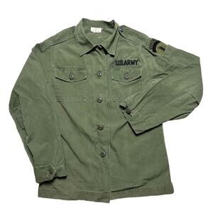 US Military Army VTG 70s Poplin OG-107 Utility Shirt Jacket Vietnam Womens Sm